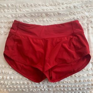 Lululemon Size 2 Red Speed Up 2.5 inch Shorts